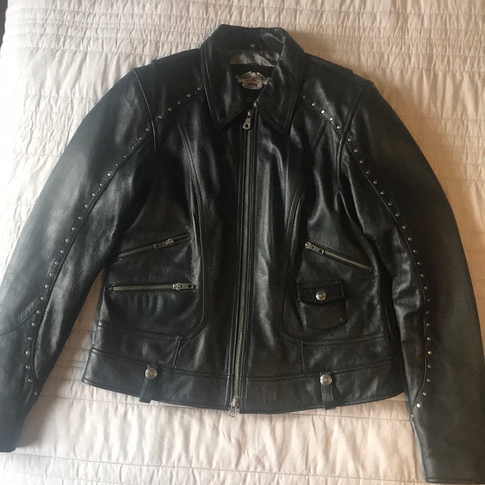 Harley Davidson Leather Riding Jacket - Picture 2 of 11